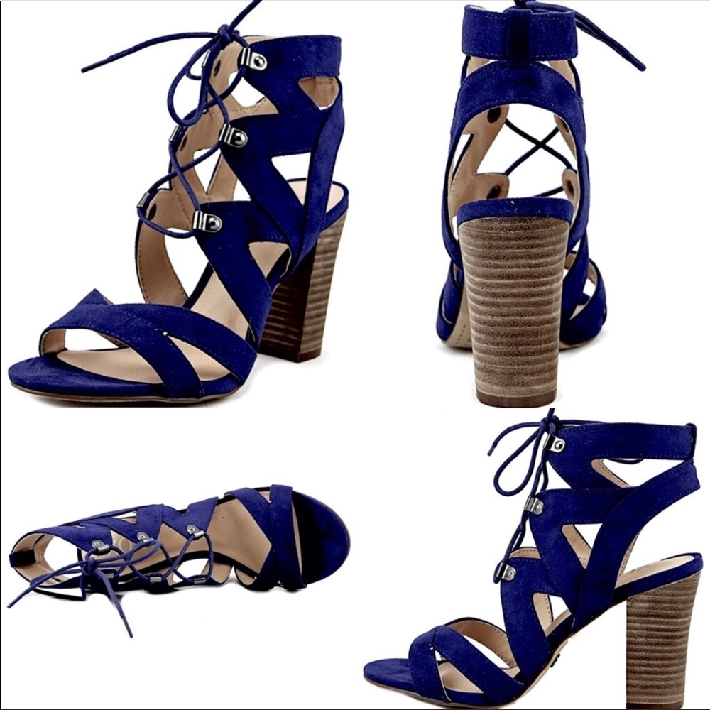 Blue lace up sandals